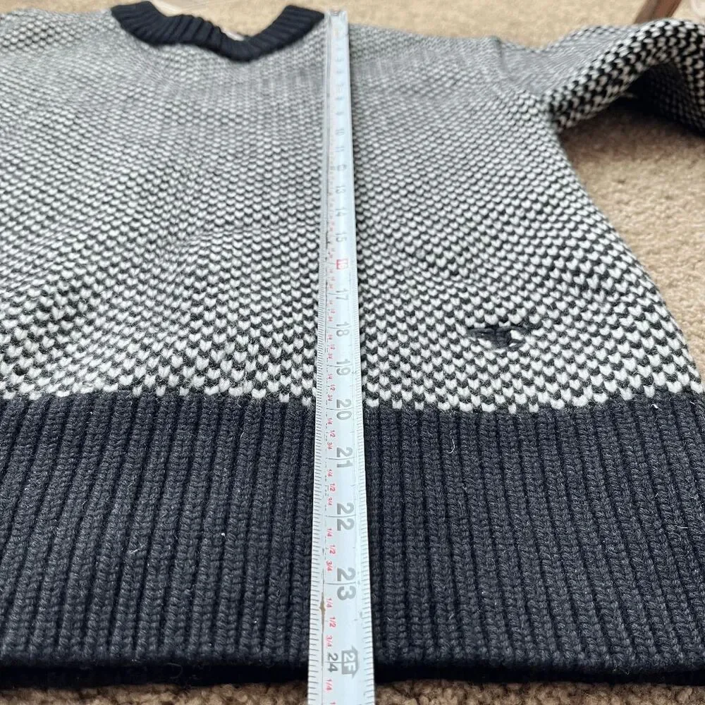 Tory Burch Merino Wool Heavyweight Boxy Knit Sweater M Black Ivory